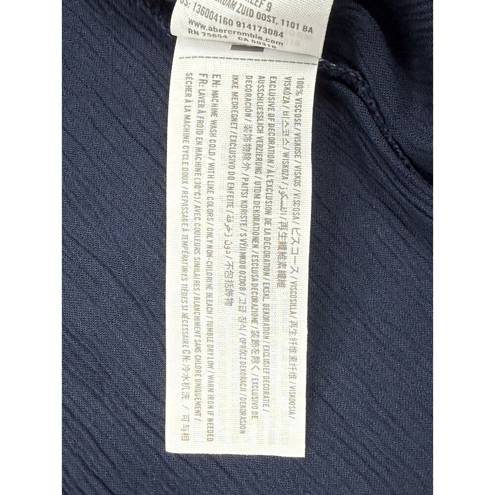 Abercrombie & Fitch navy blue XS boho top white and red embroidered long sleeves - Picture 10 of 10